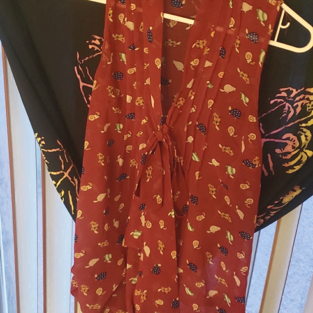 ModCloth Turtles & Snails Chiffon Tie Neck Tank